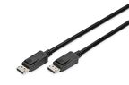 Digitus DisplayPort (DP) Bağlantı Kablosu, DP Erkek  DP Erkek, 5 metre, kilit mekanizmalı, Ultra HD 8K, DP 1.3/1.4, siyah renk
