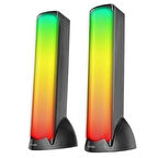 MIKADO MD-183 2.0 3W*2 Bluetooth Siyah RGB Aydınlatmalı USB + 3.5mm USB 5V Speaker Hoparlör