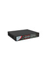 HILOOK NS-0318P-130(B), 16 Port, Megabit, PoE 130W, 1 Port GigaBit Lan, 1 Port GigaBit SFP, Long Range 250Metre, Yönetilemez, Masaüstü Switch