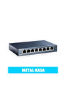 TP-LINK TL-SG108, 8 Port, GigaBit, Yönetilemez, Metal Kasa, Masaüstü Switch