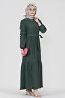 Şura Fitilli Tesettür Elbise-Yeşil