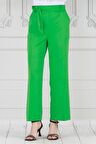 Beli Bağlamalı Bol Paça Pantolon-Yeşil
