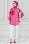 İnci Çakım Fırfırlı Tunik-Fuşya