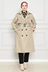 Cepkenli Kemerli Trençkot-Bej