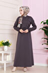 Beli Tünelli İki İplik Elbise-Antrasit
