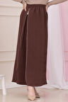 Beli Lastikli Yanı Fermuar Detaylı Etek-Kahverengi