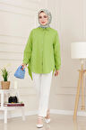 Taş Detaylı Hilal Tunik-Fıstık Yeşili