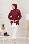 Monako Yaka Taşlı Tunik-Bordo