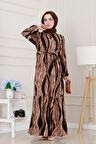 Leopar Desenli Beli Tünelli Viscon Elbise-VİZON