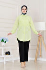 Önü Fiyonk Detaylı Keten Tunik-Sarı