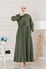 Cepken Detaylı Fermuarlı Elbise Takım-Haki
