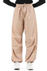 Parasut Kumaş Pantolon-Bej