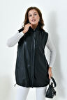 Ftz Kadın Deri Yelek Siyah 30926