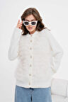 Ftz Kadın Püskül Detaylı Hırka Ekru 20916