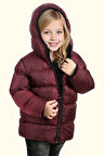 Kız Çocuk Polarlı Kürklü Kapüşonlu Su Geçirmez Rüzgara Dayanıklı Şişme Kışlık Mont Kaban