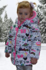 Spor Kız Spor Çocuk Içi Polarlı Kapüşonlu Girls Yazılı Kelebek Desenli   Mont & Kaban & Parka
