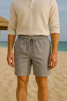 Erkek  Cepli Keten Şort – Rahat Kalıp, Hafif Ve Nefes Alabilir Kumaş