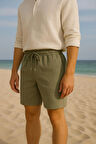 Erkek  Cepli Keten Şort – Rahat Kalıp, Hafif Ve Nefes Alabilir Kumaş