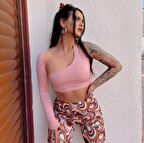 Kol Detaylı Pudra Rengi Body