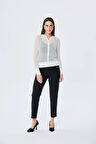 Peraluna Addison Ajur Örgülü Kadın Triko Hırka - EKRU