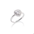 Kadın Swarovski Detay Kalp Model Gümüş Yüzük