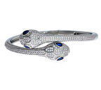 Kadın Mavi Taş Detay Çift Yılan Başlı Çelik Bilezik