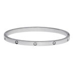 Kadın Gümüş Renk Şans Model Taşlı Çelik Bilezik