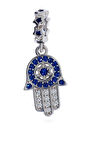 Kadın Fatma Ana Eli Mavi Taş Detay Gümüş Charm