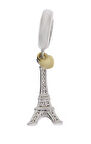 Kadın Eyfel Kulesi ve Gold Renk Kalp Model Gümüş Charm