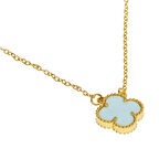 Kadın Açık Mavimsi Renk Yonca Model Çelik Kolye