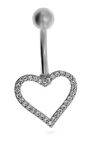 Kadın Taşlı Büyük Kalp Model Çelik Piercing