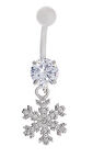 Kadın Kar Tanesi ve Tektaş Model Taşlı Çelik Piercing