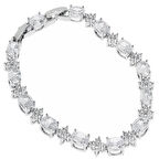 Kadın Çiçek Detay Oval Taş Çelik Bileklik