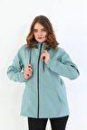 Kadın Astarlı Su Geçirmez Ve Rüzgara Dayanıklı Kapüşonlu Iç Cepli Yağmurluk - Rüzgarlık