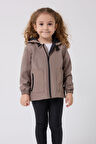 Kız Çocuk Astarlı Su ve Rüzgar Geçirmez Kapüşonlu Çift Fermuarlı Cepli Yağmurluk