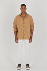 Bej Erkek Gabardin Oversize Gömlek