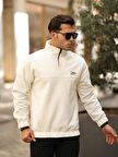 Premium Yarım Ferrmuar Polar Sweatshirt - Ekru