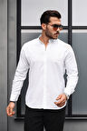 Hakim Yaka Oxford Kumaş Uzun Kol Gömlek - Beyaz