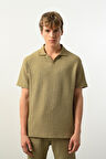 Premium Gölge Dokulu Polo Yaka Erkek T-Shirt - Çağla