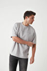 Panel Detaylı Basic Oversize Erkek T-Shirt - Gri