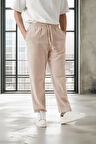 Hafif ve Nefes Alabilir Pamuklu Rahat Kalıp Baggy Erkek Pantolon - Bej