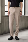 Akira Örme Pike Kumaş Beli Lastikli Fermuarlı Erkek Pantolon - Bej