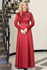 Ada Saten Tesettür Abiye Kırmızı