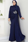 Gözde Tesettür Abiye Lacivert
