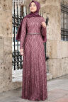 İpek Tesettür Abiye Lila