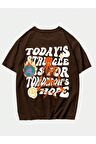 Unisex Today's Struggle Baskılı Oversize T-shirt
