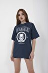 Unisex Oversize Los Angeles Baskılı Kırmızı T-shirt