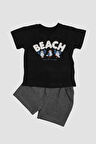 Beach Nakışlı Kuş Baskı Desenli 2'li Alt Üst Takım