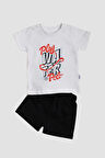 Play Polo Yazı Baskılı 2'li Tişört Alt Üst Takım