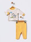 %100 Pamuklu  Yenidogan Unisex  Kiz Erkek Pamuk Araba Desenli  2'li Bebek Pijama Takımı